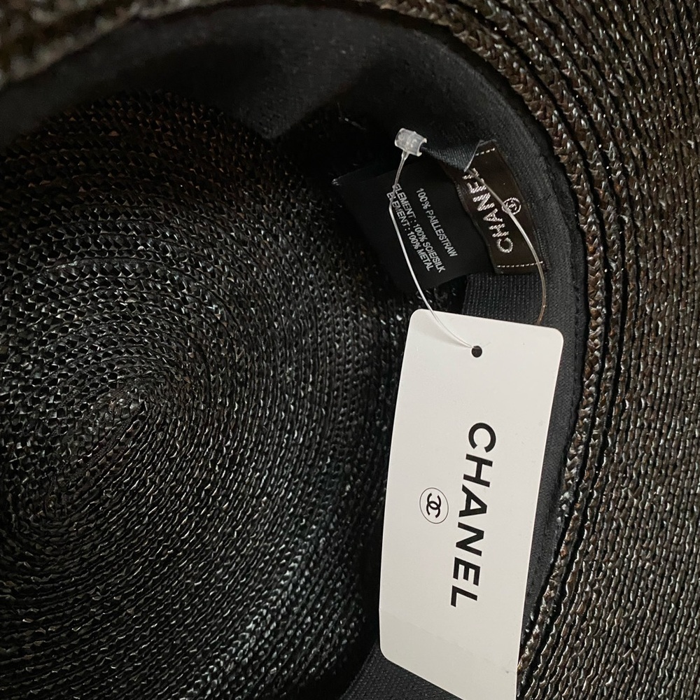 Chanel 2020 straw wide brim hat black NWT - Picture 10 of 13
